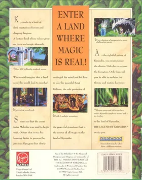 Legend of Kyrandia, The - Book One_Disk1 box cover back